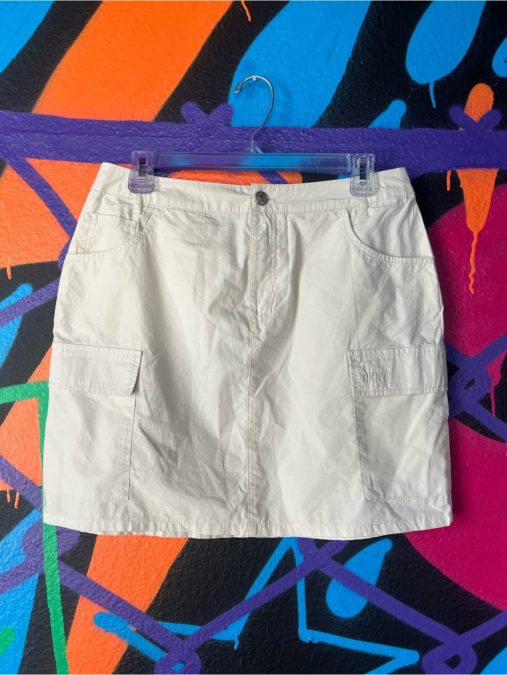 DKNY Jeans soft tan cargo mini skirt with pockets